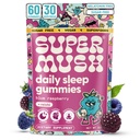 SuperMush Sleep Gummies για ενήλικες - συμπλήρωμα μανιταριών με κιτρικό μαγνήσιο, L-Θεανίνη, Chaga, Reishi & Χαμομήλι για βαθύ ύπνο, REM & Detox - Vegan & Sugar-Free - 60 Gummies (30 Servings)