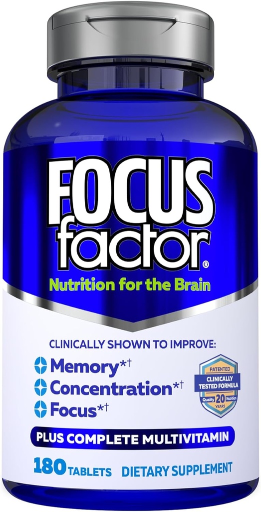 Focus Factor Brain Supplement Multivitamin Βελτιώνει τη μνήμη και την σαφήνεια Ενίσχυση της συγκέντρωσης Neuro Energy Learning Λόγος για άνδρες και γυναίκες 180 δισκία