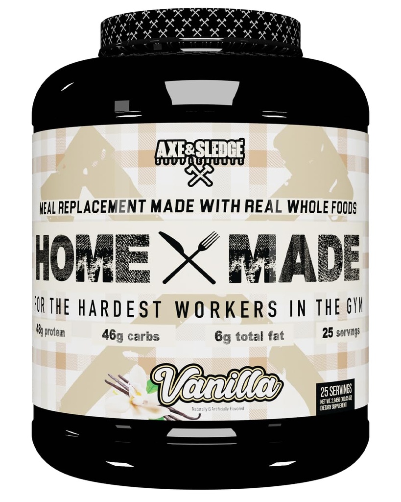 Axe & Sledge Supplements Home Made Whole-Foods-Based Meal Replacement Powder, 25 Servings (Pack of 1) (Vanilla)