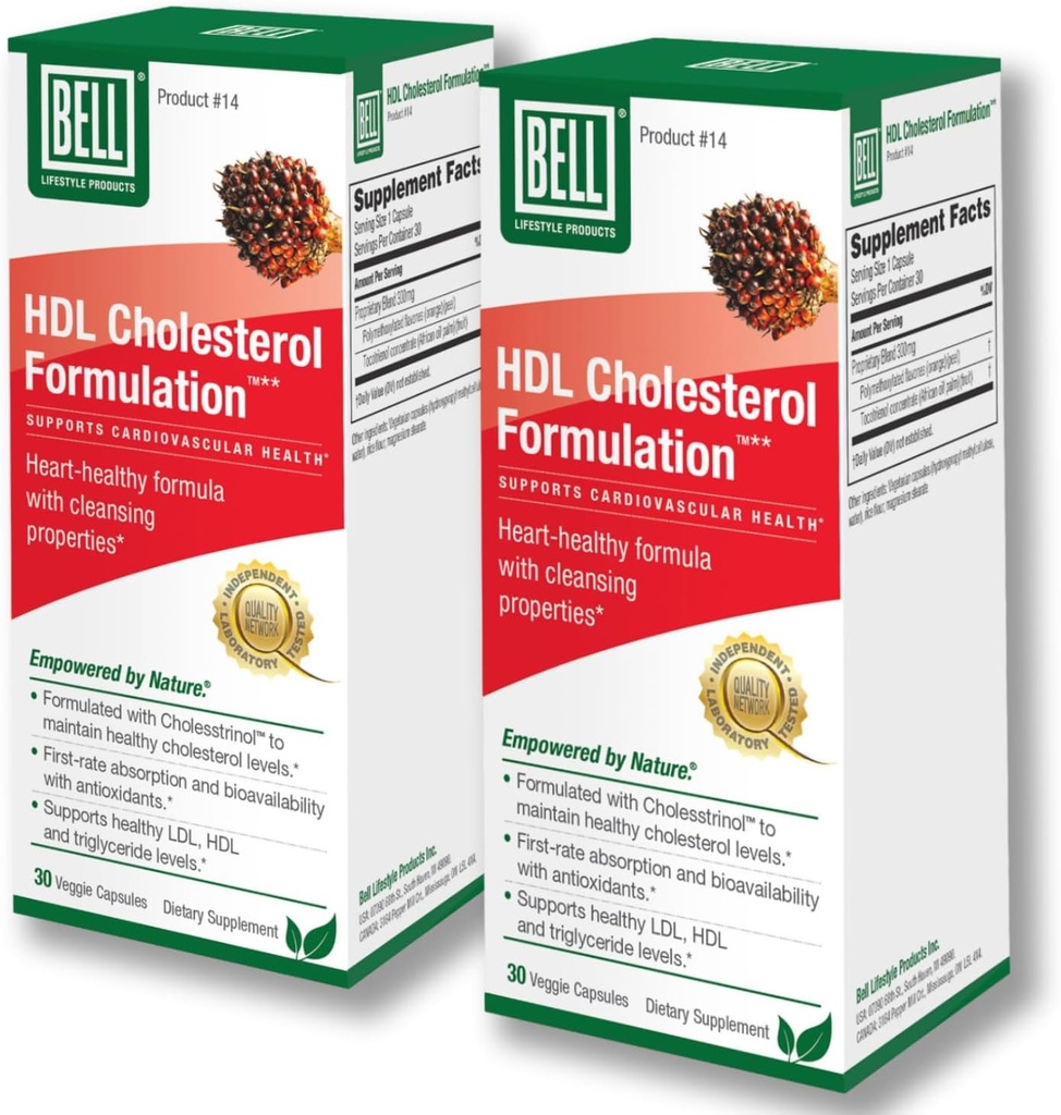 Bell HDL Cholesterol FormulationTM, Cholesterol Health Supplement - Cholesterol Lowering Supplements, Unique Blend, για γυναίκες και άνδρες 2 Pack