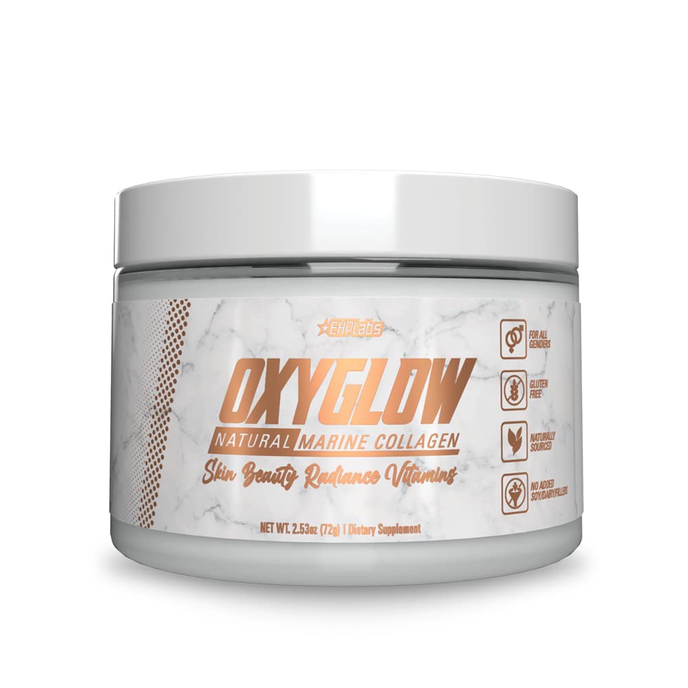 EHP Labs OxyGlow Natural Marine Collagen Powder - Hydrolyzed Marine Collagen Peptides Powder - Ενισχύει την ελαστικότητα του δέρματος και τη σταθερότητα, επιταχύνει την ανάπτυξη των νυχιών & ενισχύει τα μαλλιά, 30 σερβίρει (μη αρωματισμένα)