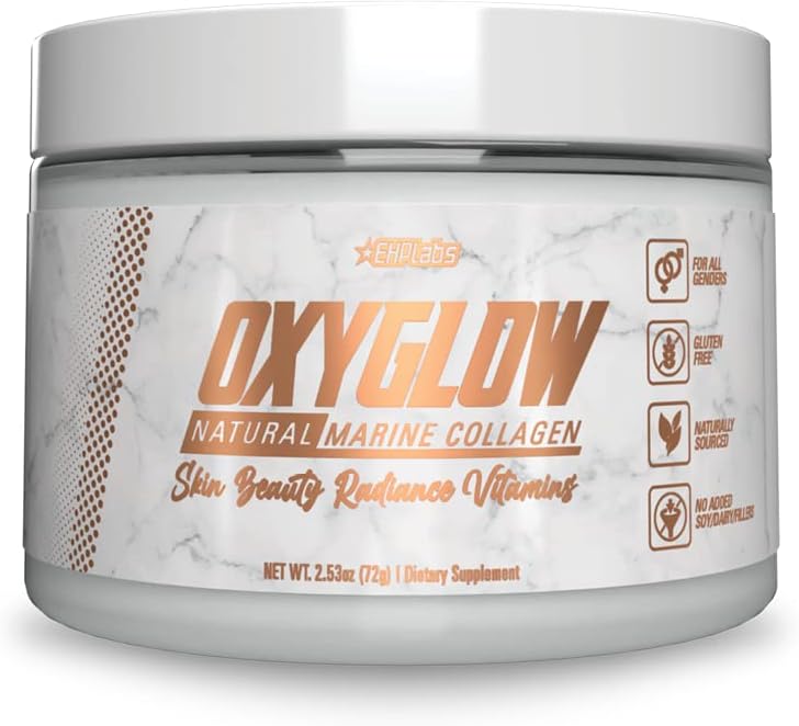 EHP Labs OxyGlow Natural Marine Collagen Powder - Hydrolyzed Marine Collagen Peptides Powder - Ενισχύει την ελαστικότητα του δέρματος και τη σταθερότητα, επιταχύνει την ανάπτυξη των νυχιών & ενισχύει τα μαλλιά, 30 σερβίρει (μη αρωματισμένα)