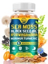 Ζωντανά οργανικά Moss Moss Softgels της φύσης, με Μαύρο Έλαιο Σπέρματος, Ashwagandha, Bladderwrack, Ginger, Burdock Root, Manuka Honey, Κανέλα για το ανοσοποιητικό σύστημα, δέρμα, ενέργεια, 90 Softgels, 1 συσκευασία