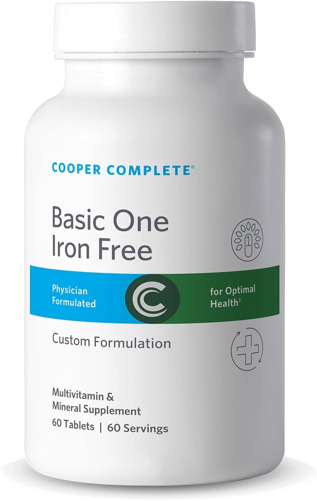 Cooper Complete - Basic One Multivitamin Iron Free - Daily Multivitamin and Mineral Supplement - 60 δισκία ανά φιάλη. Συσκευασία των 3
