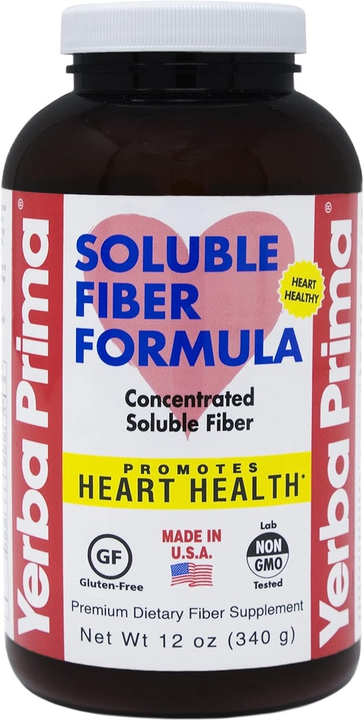 Yerba Prima Soluble Fiber Formula Powder, 12 ουγγιά - Premium συμπλήρωμα διαιτητικών ινών, Φυσικό, συμπυκνωμένο διαλυτές ίνες, χωρίς γλουτένη, μη GMO, Κατασκευασμένο στις ΗΠΑ