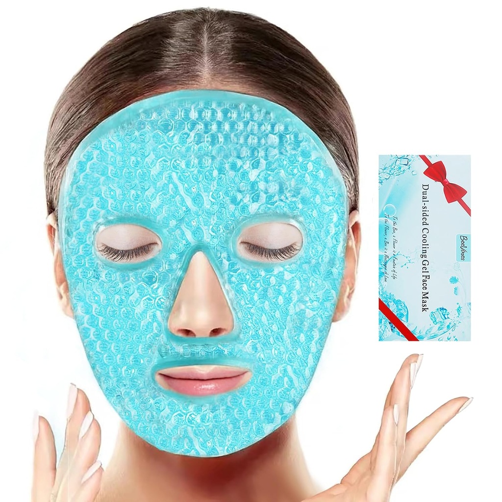 BeeVines Ice Face Mask, Πακέτο Gel ψύξης για Puffy Eyes, Ψυχρό & ζεστό επαναχρησιμοποιήσιμο Compress, Παγωμένες Μάσκες Eye Packs για Γυναίκες για Σκοτεινούς Κύκλους, Παχυσαρκία & Αλλεργίες (One Pack Blue)