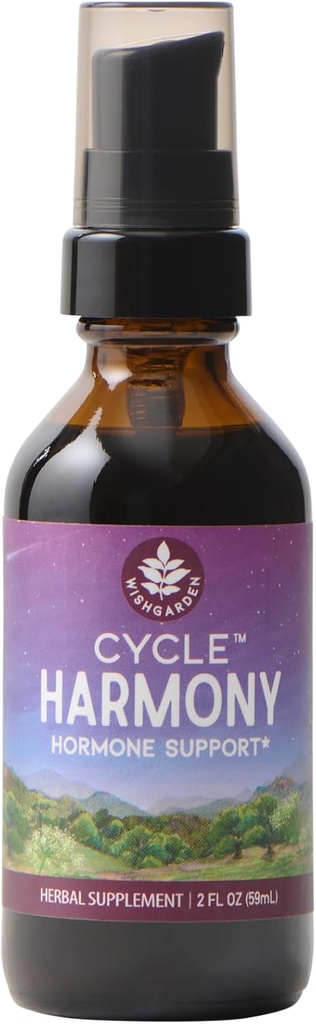 WishGarden Herbs Cycle Harmony Hormone Support - Plant-Based Herbal Supplement w/Vitex & Wild Yam Supports Normal Menstrual Cycle & Hormone-Based Issues, PMS, Irregular Cycles, Ovulation Issues, 2oz