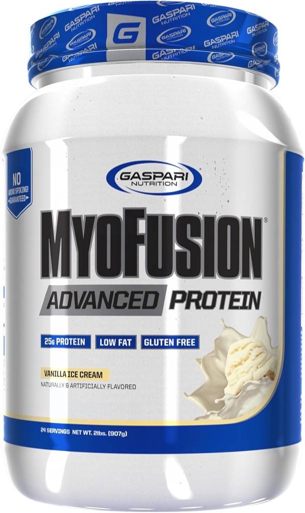 Gaspari Διατροφή Myofusion Advanced Protein, Protein Blend with Whey Protein, Casein Protein and Isolate Protein, low Fat and Glutten Free (2lbs, παγωτό βανίλια)