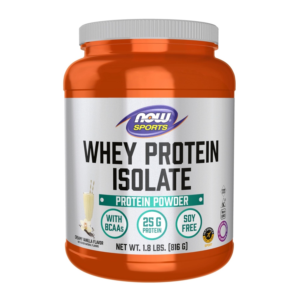 NOW Foods Sports Nutrition, Whey Protein Isolate, 25 G With BCAAs, Creamy Vanilla Powder, 1.8-Pound