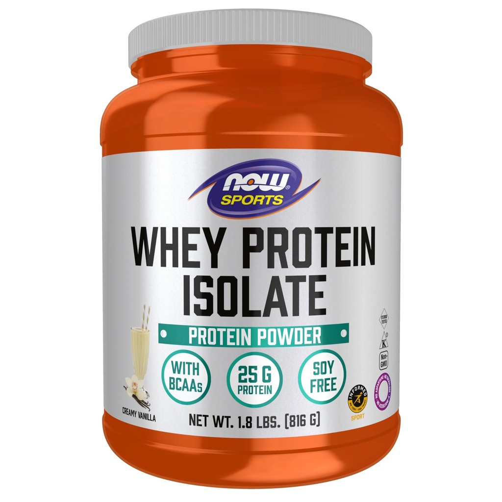 NOW Foods Sports Nutrition, Whey Protein Isolate, 25 G With BCAAs, Creamy Vanilla Powder, 1.8-Pound