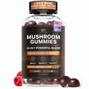 Αποτελεσματική Nutra Mushroom Gummies 2500mg - 10in1 Lion’s Mane, Reishi, Chaga, Cordyceps & More - Εστίαση, Καθαρότητα, Μνήμη, Ανοσία, Ενέργεια - Φυσικό Raspberry Flavor, Vegan, Made in USA (90 Count)