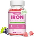 Gummies συμπλήρωμα σιδήρου Vegan για γυναίκες & άνδρες, αναιμία, Builder αίματος & Ενέργεια Υποστήριξη για την έλλειψη σιδήρου, με βιταμίνη C, A, B Complex, Folate, Beet Root, CoQ10, Ψευδάργυρος, Χωρίς ζάχαρη, 60 Count