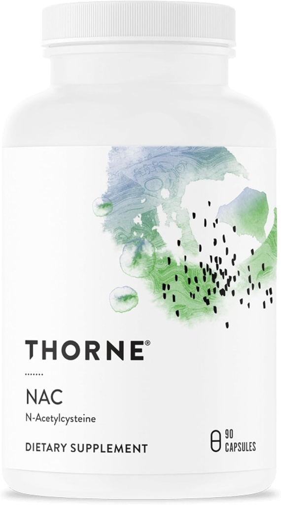 THORNE - NAC - N-Ακετυλοκυστεΐνη - 500mg - Υποστηρίζει την αναπνευστική υγεία & την ανοσοποιητική λειτουργία - Προάγει το ήπαρ και το νεφρό Detox * - Γλουτένη, γαλακτοκομικά & χωρίς σόγια - 90 Σερβιέτες