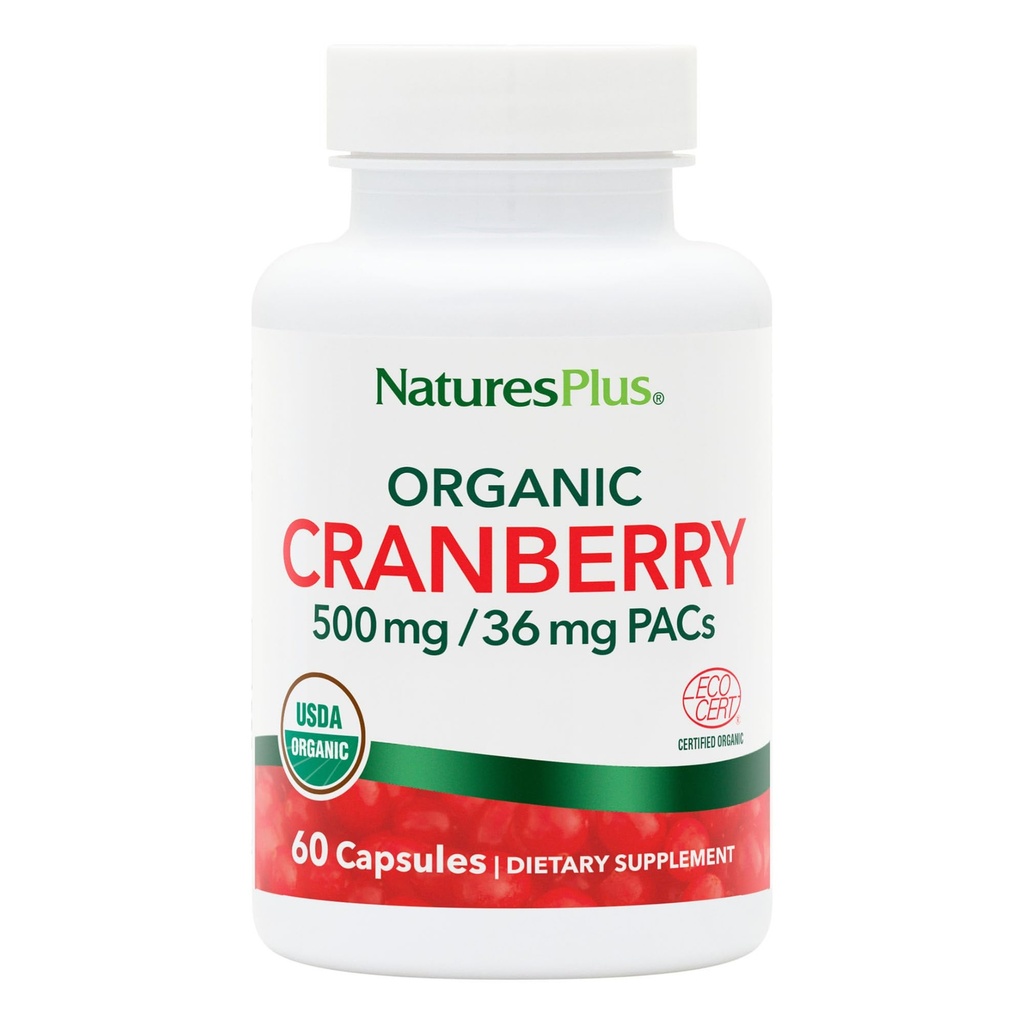 NaturesPlus Organic Cranberry 500 mg - 60 Κάψουλες - Βοηθά στην προώθηση Υγιούς Ουρολοίμωξης - USDA Certified Organic, Vegan, Gluten Free, Non-GMO - 30 Υπηρεσίες