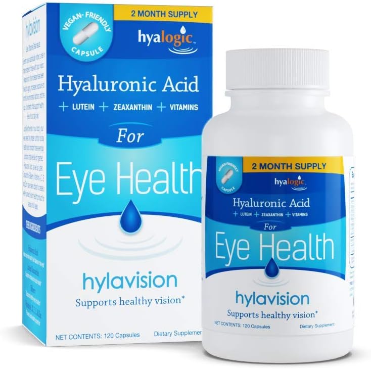 Hyaluronic Acid, Lutein και Zeaxanthin Συμπληρώματα για την υγεία των ματιών HilaVision Eye συμπλήρωμα - Hyaluronic Acid, Lutein και Zeaxanthin Συμπληρώματα – Περιέχει Eye Vitamins A, C, E και Zinc – Soothe Cured Eyes (120 κάψουλες)