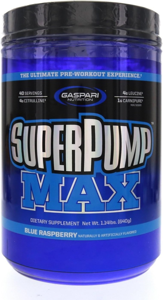 Gaspari Διατροφή SuperPump Max Μπλε Βατόμουρο πάγο - 1.41 lbs