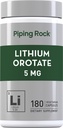 Piping Rock Lithium Orotate Supplement | 5mg | 180 Capsules | Non-GMO, Vegetarian, Gluten Free