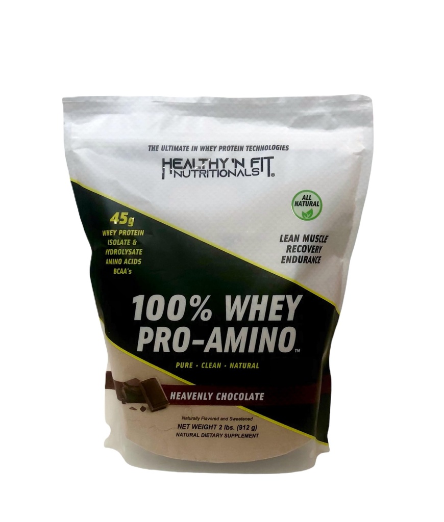 Healthy ‘N Fit 100% WHEY PRO-AMINO v2.0-Chocolate (2lb): 100% Whey Protein PLUS Peptides From America’s #1 Brand in Supplements, Technology and Purity.