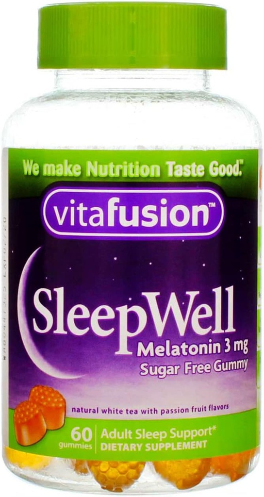 Vitafusion SleepWell Gummy Sleep Aid for Adults, White Tea & Passion Fruit 60 ea by Vitafusion