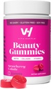 VitaHustle Beauty Gummies, 2500 mcg Biotin, 100 mg κολλαγόνο, βιταμίνη C, B-Complex, Ισχυρά μαλλιά, νύχια δέρματος, χαμηλή ζάχαρη, μη ΓΤΟ, φράουλα Colada, 50 κόμης