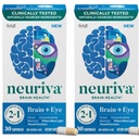 NEURIVA Brain + Eye Supplement for Memory, Focus & Concentration with Lutein & Vitamins A C E and Zinc for Eye Health & Zeaxanthin to Filter Blue Light, 30ct Capsules (2 Pack)