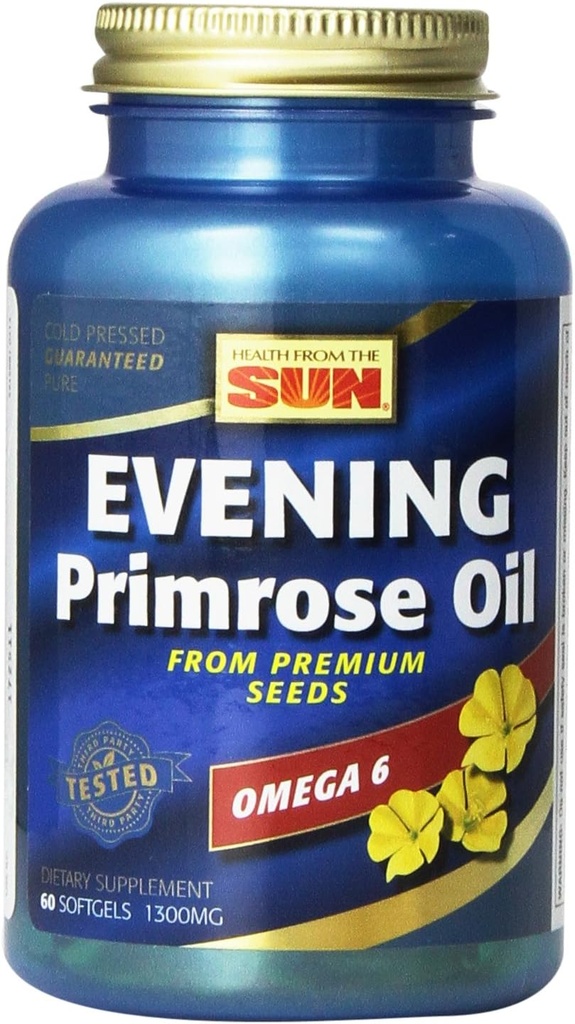 Υγεία από τον ήλιο Βραδινό Πρωμόζη Oil 1300 Mg, 60-Count (πακέτο του 2)