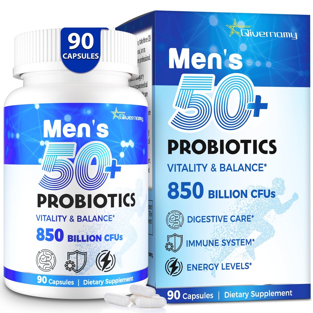 Προβιοτικά για τους άνδρες, Advanced 50+ Mens Probiotic, Comprehensive Gut & Energy Support with 850 Billion CFU, 1800mg Prebiotics Fiber – Tailored Wellness mens probiotics for bully health over 50, 90 Capsule