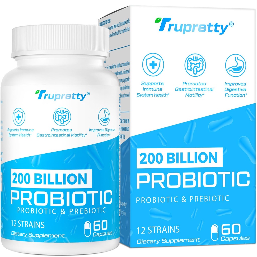 200 Δισεκατομμύρια Cfus 12 Strains Probiotic, με 3 Βιολογικά Πρεβιοτικά, Προβιοτικά για Γυναίκες Άνδρες, Καθημερινή Συμπλήρωμα για Ανοσοποιητική, Οσφυϊκή Υγεία, Σταθερή Διάρκεια, Μη ΓΤΟ, 60 Caps (60-Ημέρες Προμήθεια)