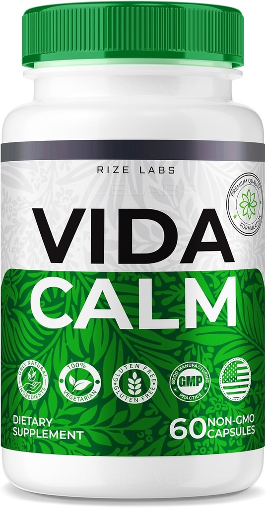 rize labs - Vida Calm Advanced Formula Κάψουλες, Παρέχει μέγιστη δύναμη, για άγχος, ηρεμία, χαλάρωση, συμπλήρωμα (60 κάψουλες)
