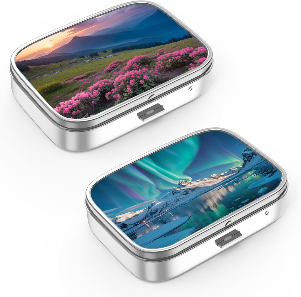 Κιβώτιο χαπιών 2 Διαμέρισμα μικρή θήκη χαπιών, Πόρτο για Pocket ή Purse Pill διοργανώτρια θήκη χαπιών για να κρατήσει βιταμίνες, φαρμακευτική αγωγή, ιχθυέλαιο και συμπληρώματα(2PCS)