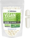 XPRS Nutra Size 1 Empty Capsules - 100 Count Empty Vegan Capsules - Vegetarian Pills - DIY Vegetable Capsule Filling- Veggie Pill Caps for Do-It-Yourself Supplements (White)
