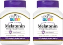 21ος αιώνας, Melatonin Quick Dissolve Tablets 10 mg, White, Cherry, 120 Count (Pack of 2)