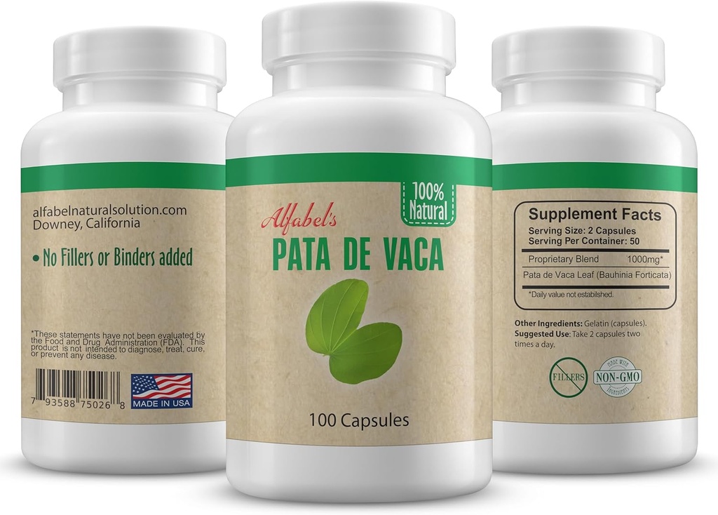 Pata de Vaca herb - Cow's Foot Leaves - 100 Capsules - No Fillers