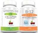 Mauricettes Chewable Vitamin D3 with K2 & Chewable Vitamin B12 1000 mcg Energy and Immune Support Bundle