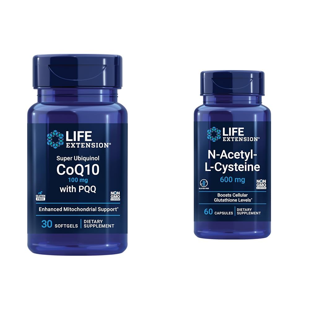 Επέκταση ζωής Super Ubiquinol CoQ10 με PQQ, CoQ10, PQQ & N-Acetyl-L-Cysteine (NAC), ανοσοποιητικό, αναπνευστικό, ηπατική υγεία