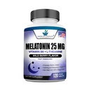 Μελατονίνη 25mg ανά ένα δισκίο, 120 Μασώμενα δισκία με L- θεανίνη & βιταμίνη B-6, Υποστηρίζει υγιή κύκλο ύπνου, προάγει τον ήρεμο και ξεκούραστο ύπνο, Vegan, NON GMO, Made In USA