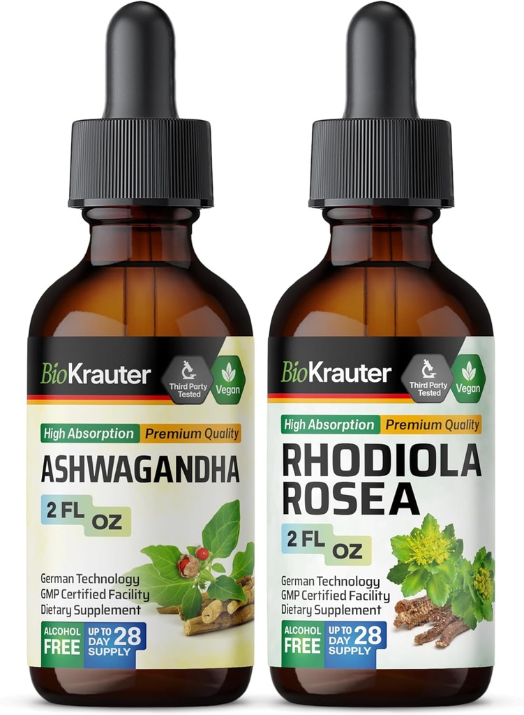 BIO KRAUTER Ashwagandha Βάμμα 2 Fl. Oz. & Rhodiola Rosea Βάμμα 2 Fl. Oz.