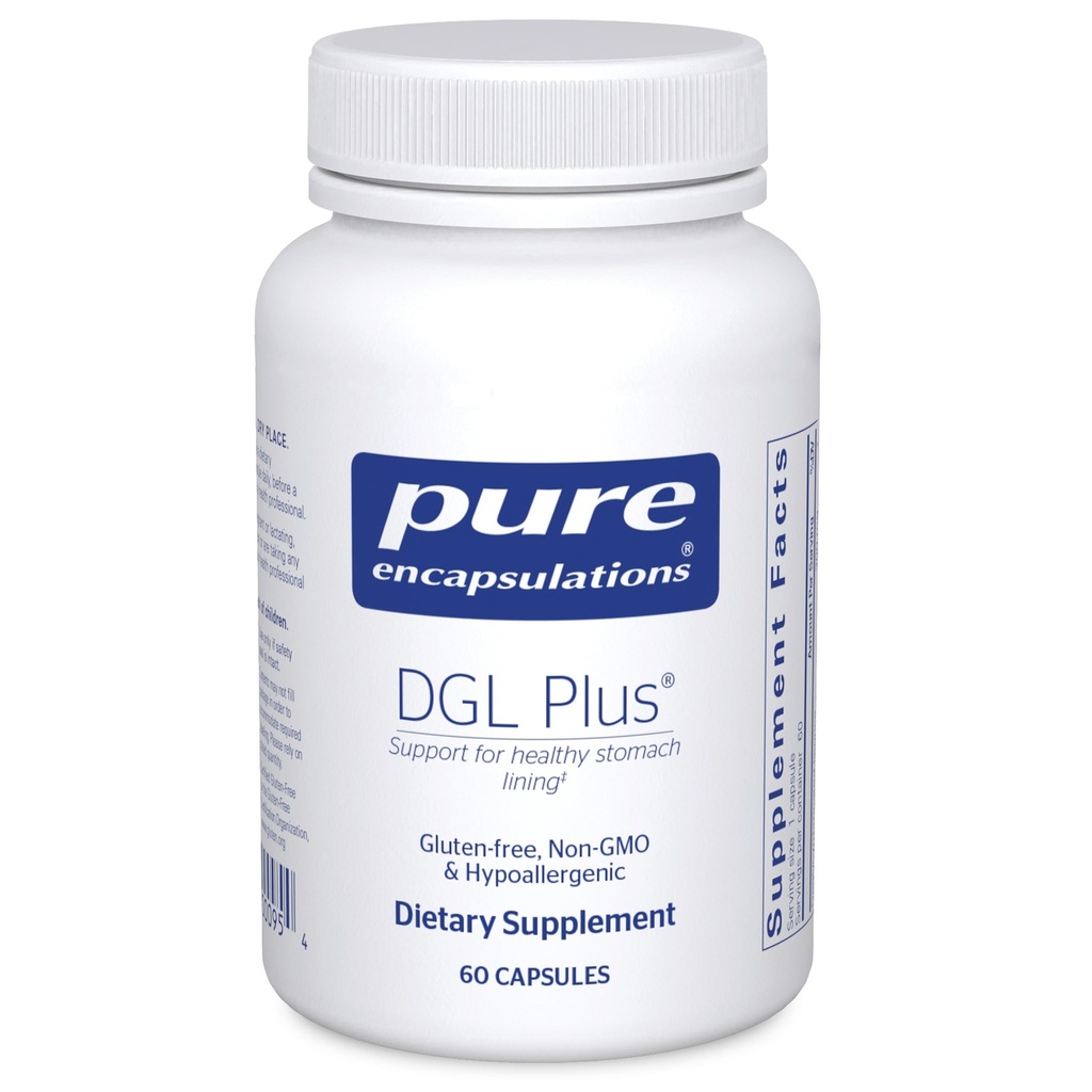 Pure Encapsulations DGL Plus - Συμπληρώματα Υγείας για τους άνδρες και τις γυναίκες - με Marshmallow Root, Aloe Vera Extract & Slippery Elm Bark - Μη ΓΤΟ & Vegan - 60 Κάψουλες