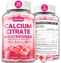 Citrate Gummies Ασβέστιο 1200 mg για Ενήλικες: Ultimate Απορρόφηση Συμπλήρωμα ασβεστίου για Γυναίκες & Άνδρες - Easy to Digest, Vegan, Non-GMO, Gluten Free - Φυσικό άρωμα φράουλας