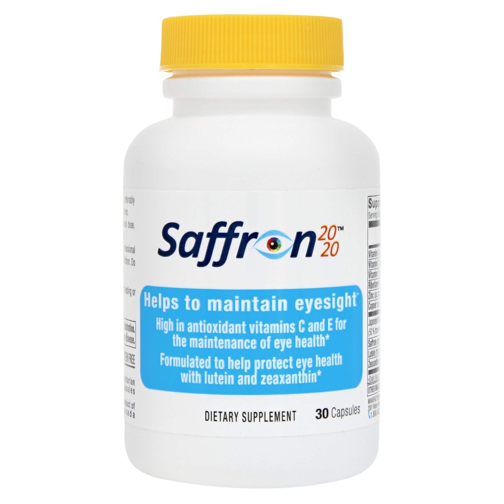 Saffron 2020 Supplement with Saffron, Resveratrol, Vitamins and Minerals, Zeaxanthin and Lutein -30 Vegetarian Capsules