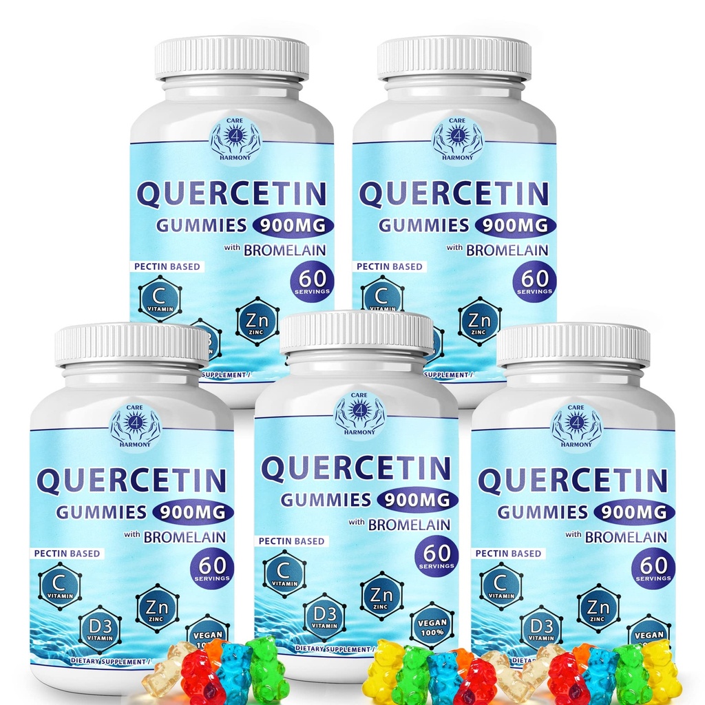 Quercetin Gummies - Quercetin with Bromelain Vitamin C + Zinc Vitamin D3 – Chewable Quercetin 900mg Supplements - Quercetin for Kids and Adults (5)