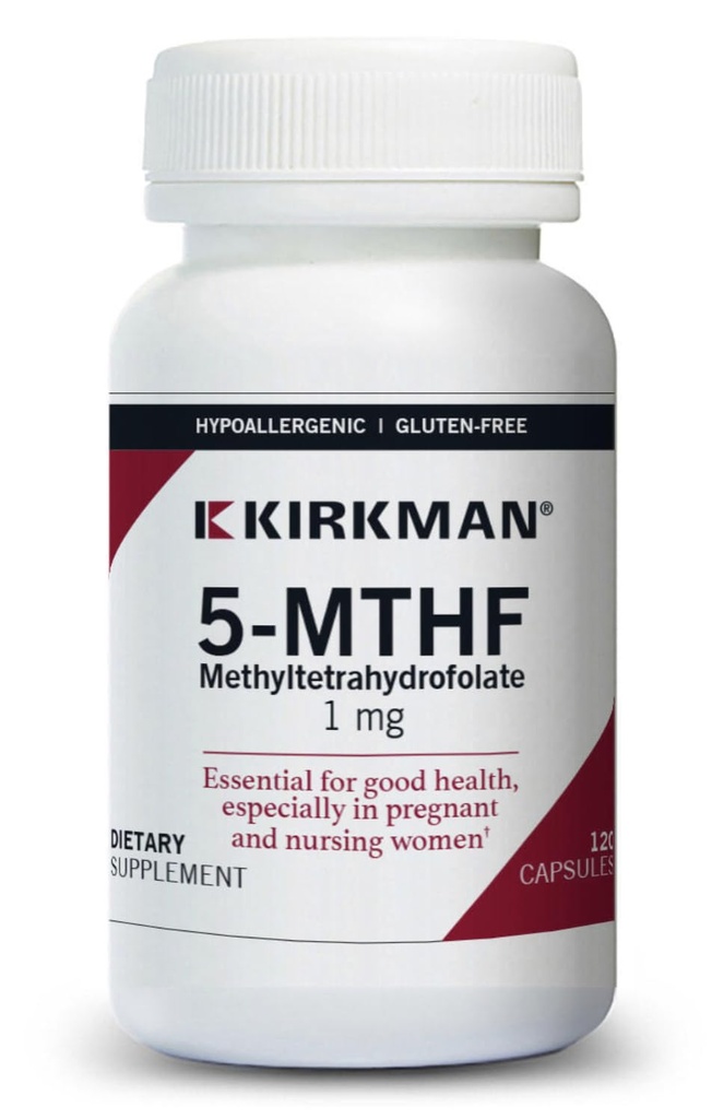 Kirkman 5-MTHF - Hypoallergenic - 120 κάψουλες χορτοφάγων - φολικό οξύ Απαραίτητο για την καλή υγεία