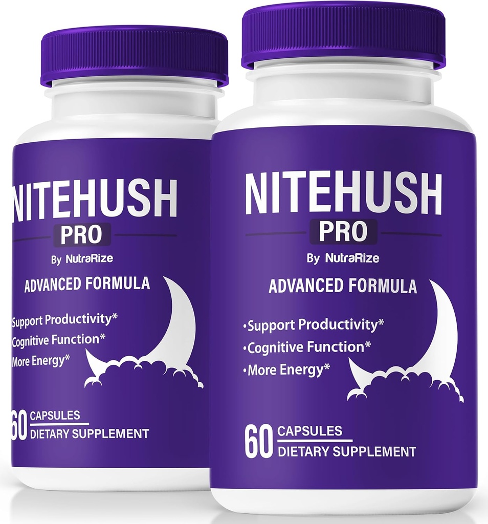 (2 Pack) Nite Hush Pro Κάψουλες- Ξεκλειδώστε το πλήρες δυναμικό σας με NiteHush Pro Formula - Premium Υποστήριξη για Εστίαση, Συγκέντρωση και Ισορροπημένη Υγεία, Επίσημη αναθεώρηση χαπιών NiteHushPro (120 κάψουλες)
