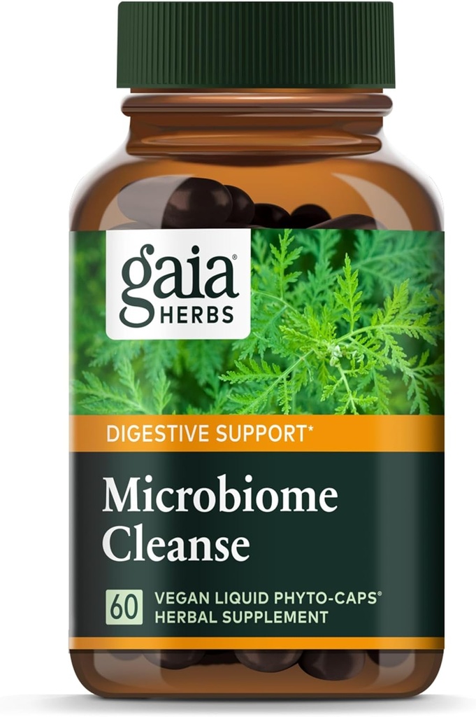 Gaia Herbs Microbiome Cleanse - με Black Walnut, Sweet Wormwood, Oregano & Peppermint - Βοηθά στην ισορροπία του GI Tract ενώ υποστηρίζει Digestive Health - 60 Vegan Liquid Phyto-Capsules (30-Day Supply)