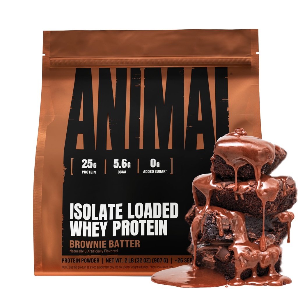 Ζώων Whey Isolate Protein Powder - Φορτωμένο για προ & μετά την προπόνηση οικοδόμος μυών και την αποκατάσταση με Digestive Ένζυμα για άνδρες & γυναίκες - 25g πρωτεΐνη, μεγάλη γεύση, χαμηλή ζάχαρη - Brownie Batter 2 lbs