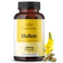 HERBAMAMA Mullein Leaf Κάψουλες - 1200mg Mullein Leaf Extract για υποστήριξη Lung Detox - Vegan, συμπλήρωμα καθαρισμού αναπνευστικού πνεύμονα μη GMO