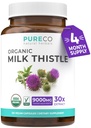 PURE CO USDA Κάψουλες Βιολογικό Γάλα Γαϊδουράγκαθο - 80% συμπλήρωμα σιλιμαρίνης για την υποστήριξη του ήπατος- σούπερ συμπυκνωμένο 300mg των 30:1 εκχύλισμα γαϊδουράγκαθου γάλακτος ήπαρ Detox 120 ημέρα προσφοράς