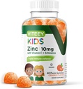 Viteey Zinc for Kids Gummies 10mg, with Vitamin C & Echinacea - Immune Support, Powerful Natural Antioxidant, Kids Zinc Vitamin Supplement - Vegan, Gelatin Free - Tasty Chewable Orange Flavor Gummy