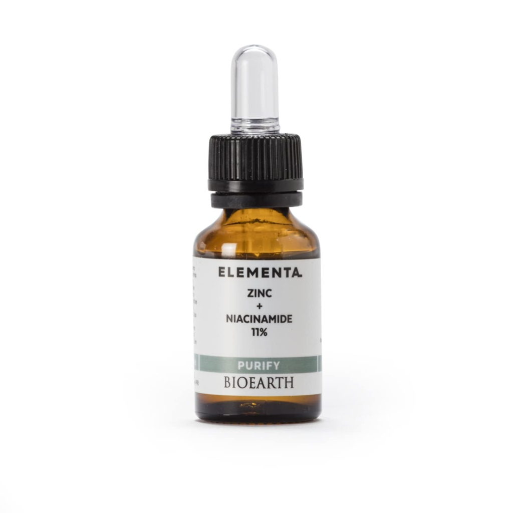 Bioearth Elementa, PURIFY Συμπυκνωμένος ορός προσώπου με ψευδάργυρο και 11% Niacinamide, Purifying and Balancing Effect, Made in Italy, Vegan, AIAB Certification - 15ml Pack