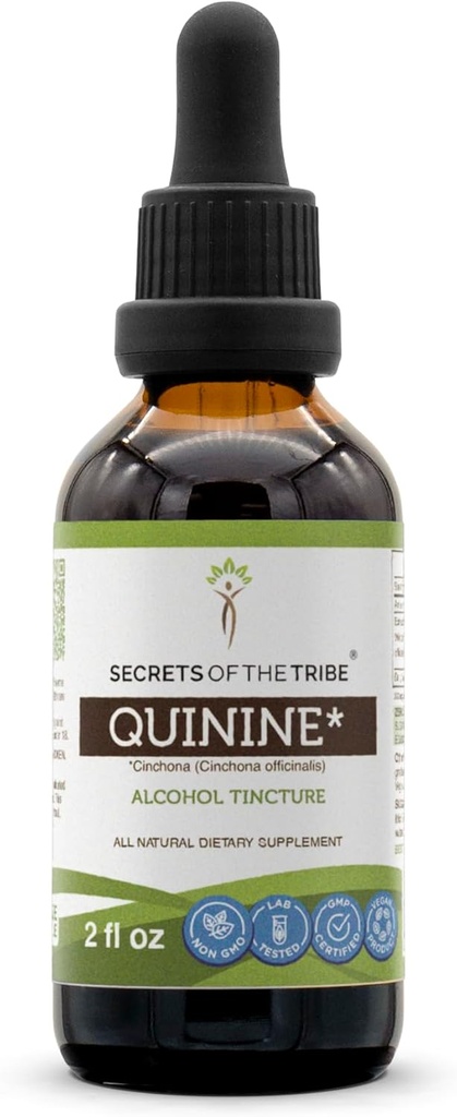 Secrets of the Tribe Quinine Alcohol Tincture (Liquid Drops) 680 mg Quinine (Cinchona officinalis) (2 Fl Oz) Leg Cramp Supplement